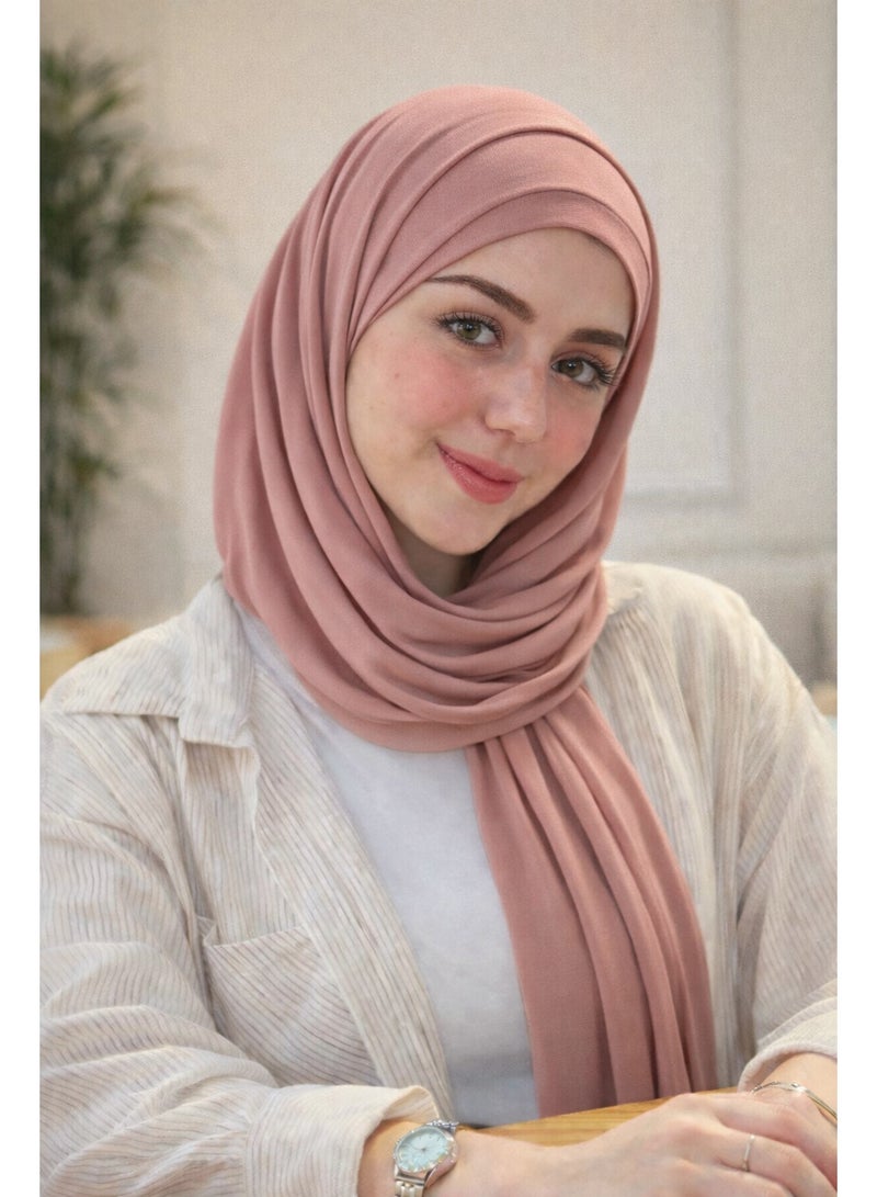 طرحة قطن ليكرا مع بندانة  باللون الكشميري مقاس 2 متر × 60 سم  خامة مريحة وثبات طوال اليوم - Image 2